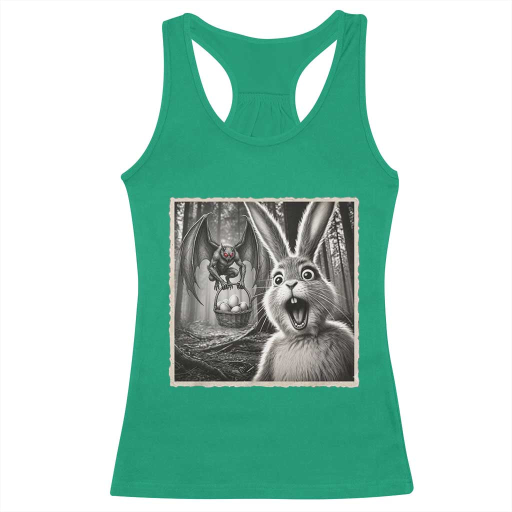 Funny Easter Bunny Selfie Mothman Egg Hunt Racerback Tank Top TS12 Irish Green Print Your Wear