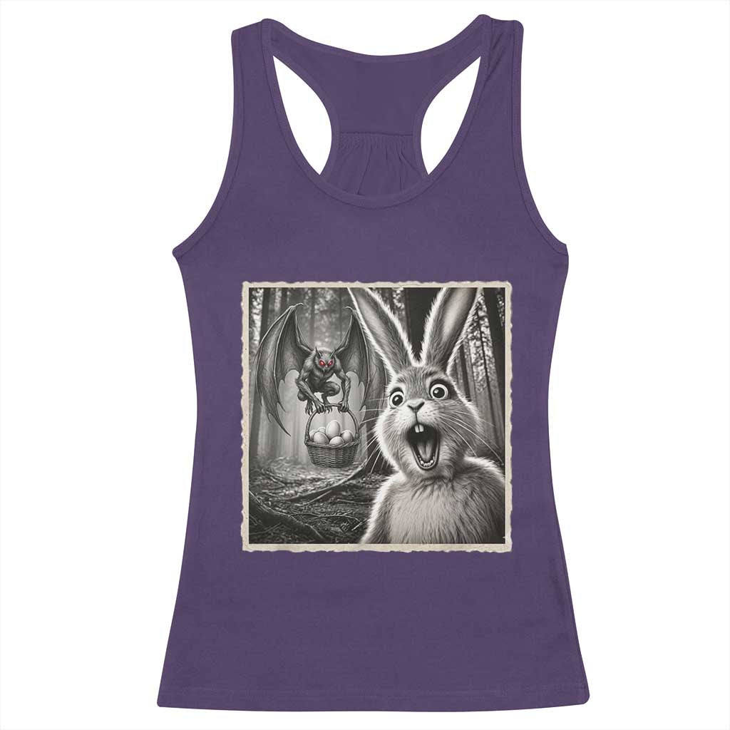 Funny Easter Bunny Selfie Mothman Egg Hunt Racerback Tank Top TS12 Purple Print Your Wear