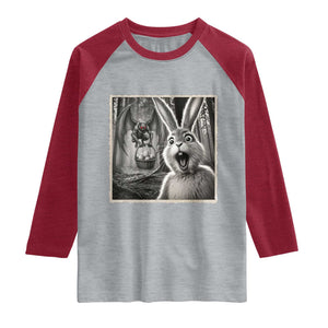 Funny Easter Bunny Selfie Mothman Egg Hunt Raglan Shirt TS12 Heather Gray Heather Red Print Your Wear