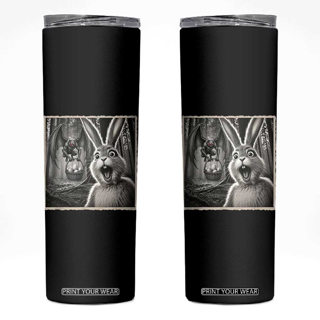 Funny Easter Bunny Selfie Mothman Egg Hunt Skinny Tumbler TS12 Black Print Your Wear