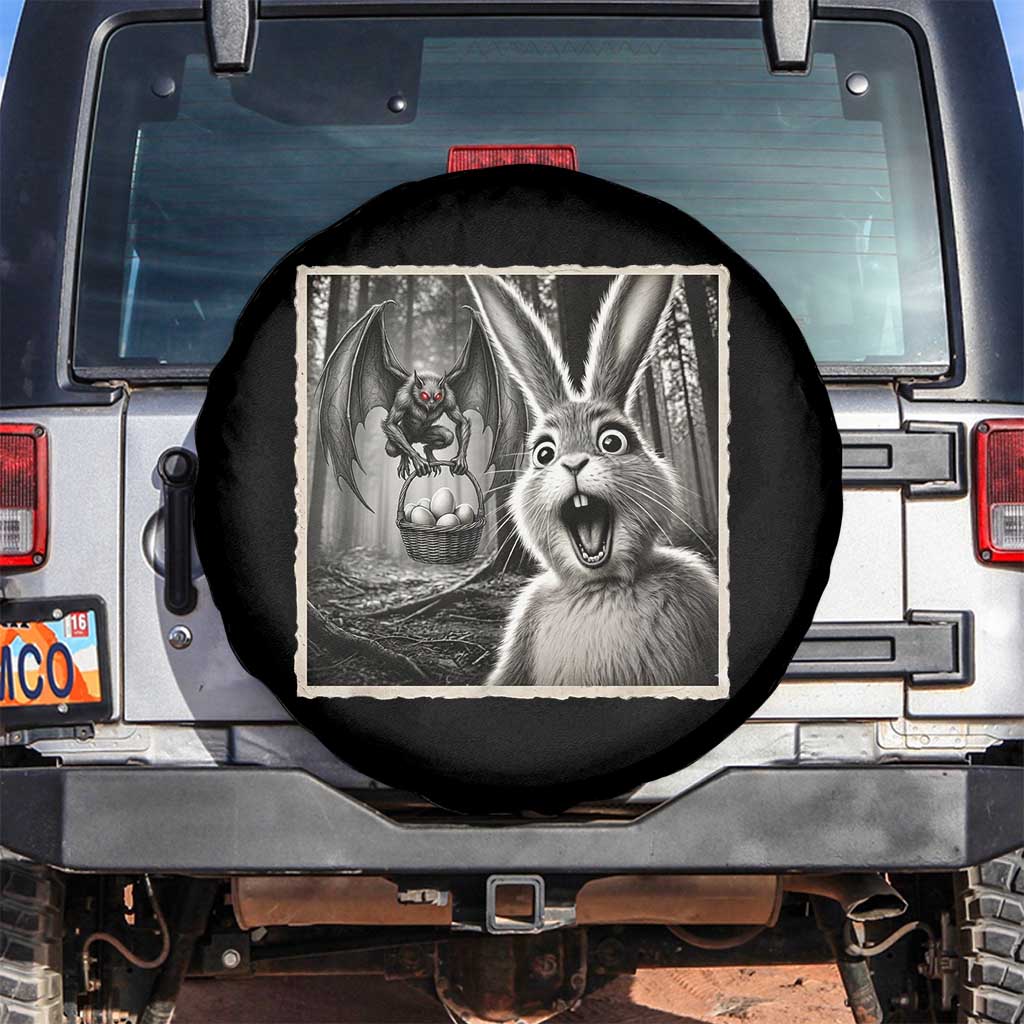 Funny Easter Bunny Selfie Mothman Egg Hunt Spare Tire Cover TS12 No hole Black Print Your Wear