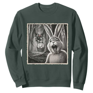 Funny Easter Bunny Selfie Mothman Egg Hunt Sweatshirt TS12 Dark Forest Green Print Your Wear