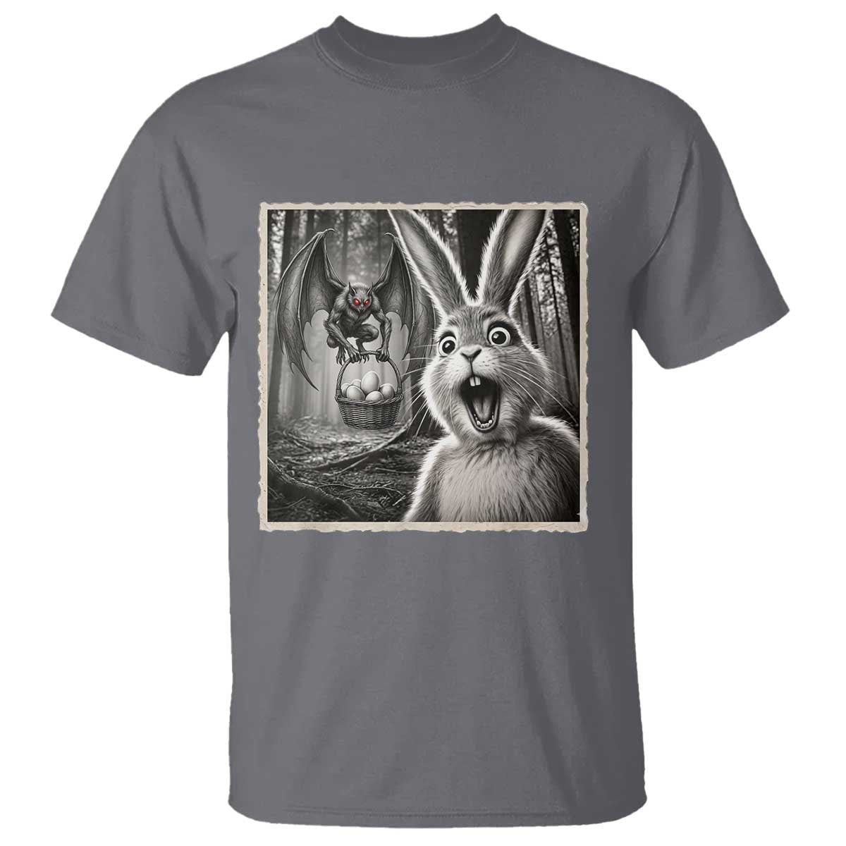 Funny Easter Bunny Selfie Mothman Egg Hunt T Shirt TS12 Charcoal Print Your Wear