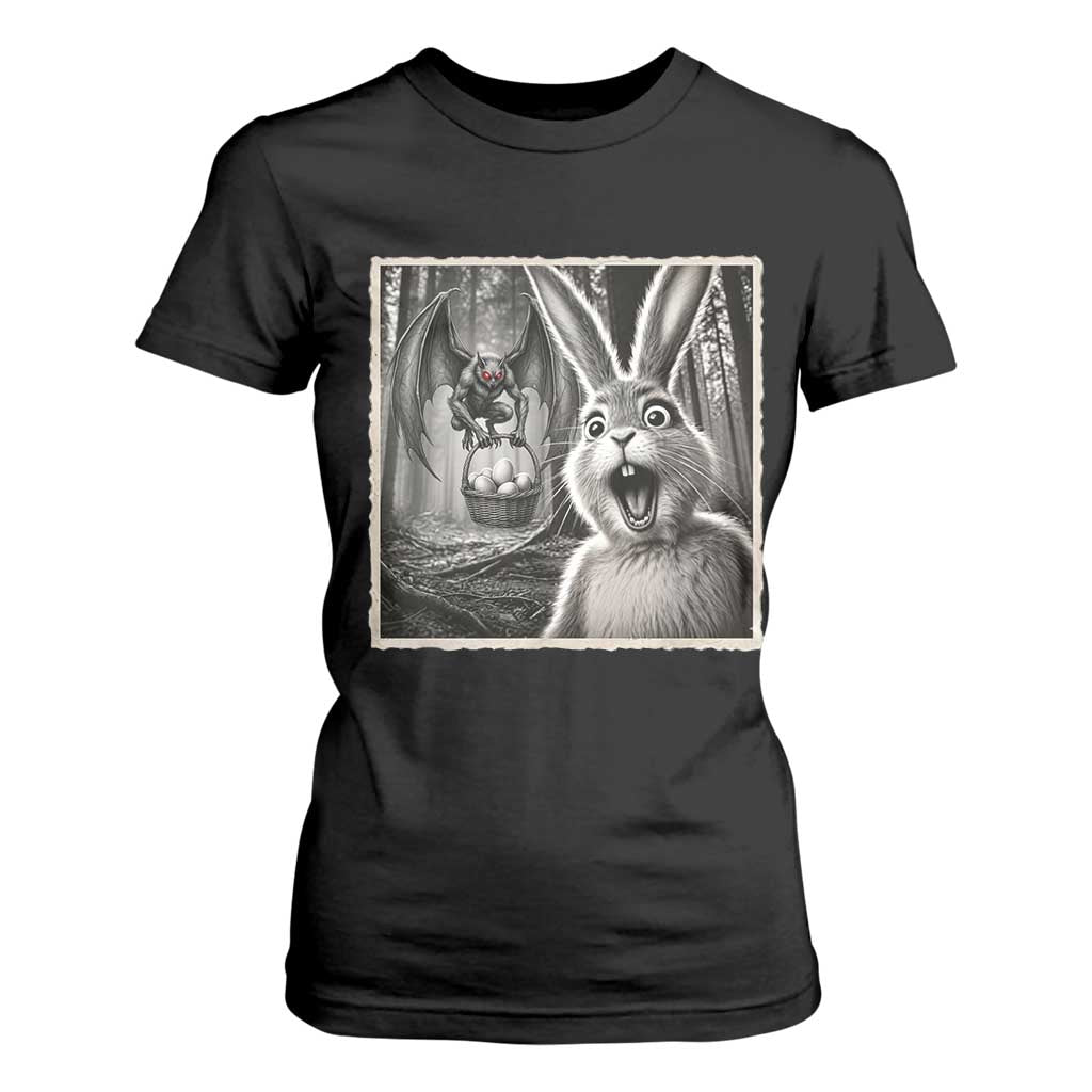 Funny Easter Bunny Selfie Mothman Egg Hunt T Shirt For Women TS12 Black Print Your Wear