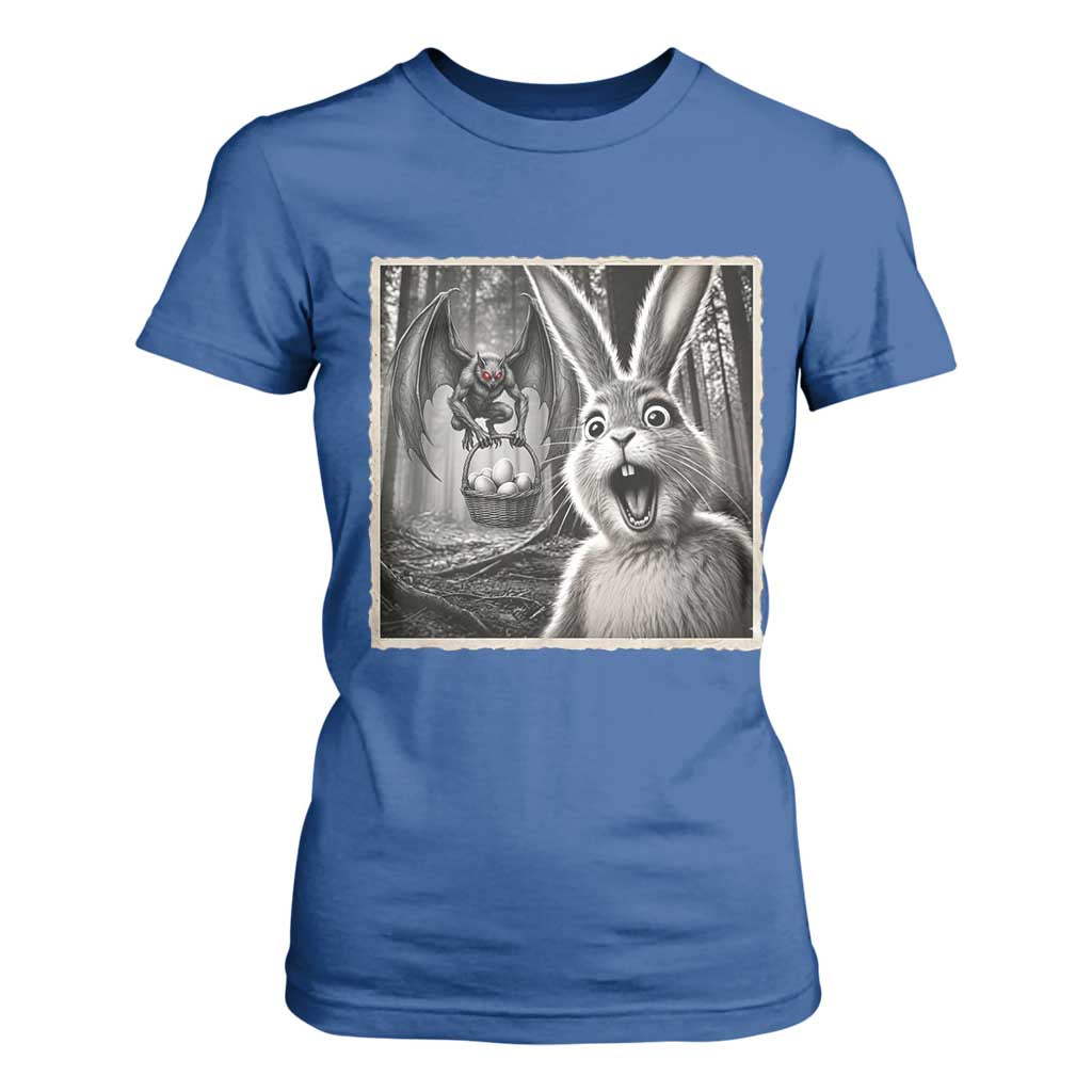 Funny Easter Bunny Selfie Mothman Egg Hunt T Shirt For Women TS12 Royal Blue Print Your Wear