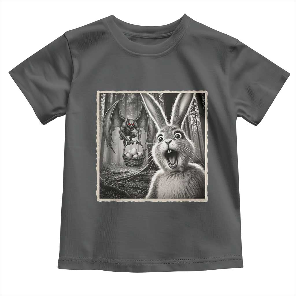 Funny Easter Bunny Selfie Mothman Egg Hunt Toddler T Shirt TS12 Dark Heather Print Your Wear