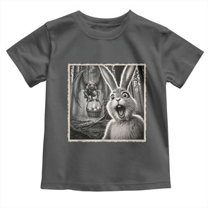 Funny Easter Bunny Selfie Mothman Egg Hunt Toddler T Shirt TS12 Dark Heather Print Your Wear