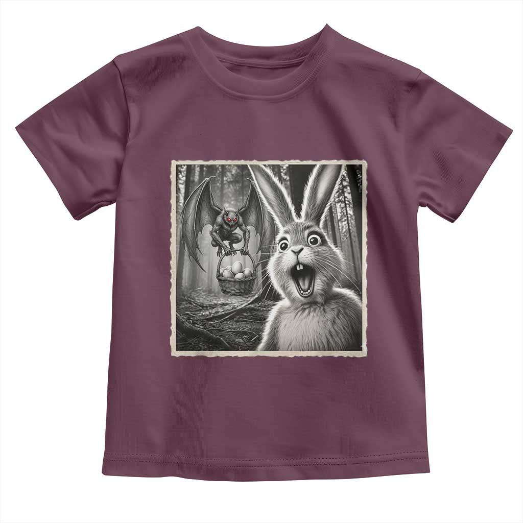 Funny Easter Bunny Selfie Mothman Egg Hunt Toddler T Shirt TS12 Maroon Print Your Wear