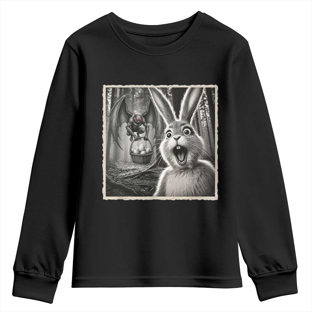 Funny Easter Bunny Selfie Mothman Egg Hunt Youth Sweatshirt TS12 Black Print Your Wear