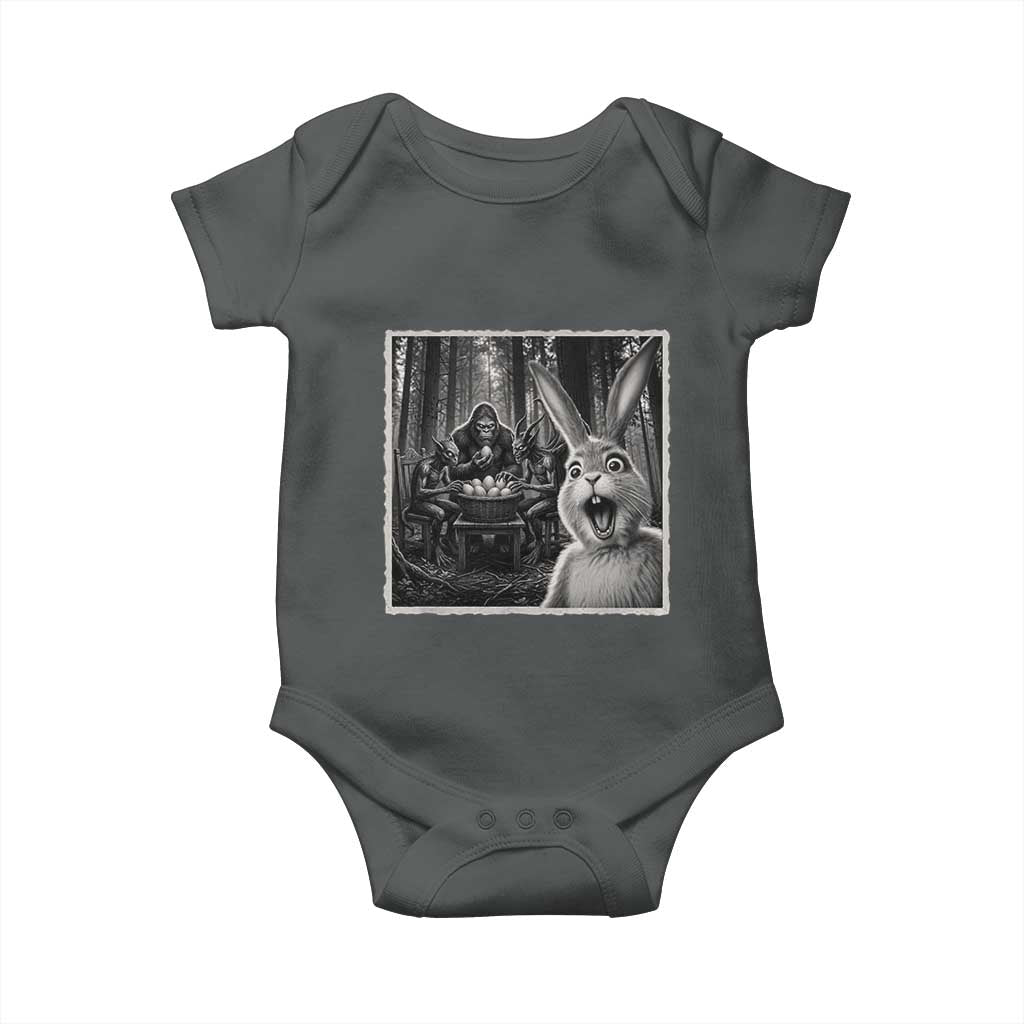Funny Easter Bunny Selfie Baby Onesie Bigfoot Jersey Devil Chupacabra Egg Hunt TS12 Dark Heather Print Your Wear