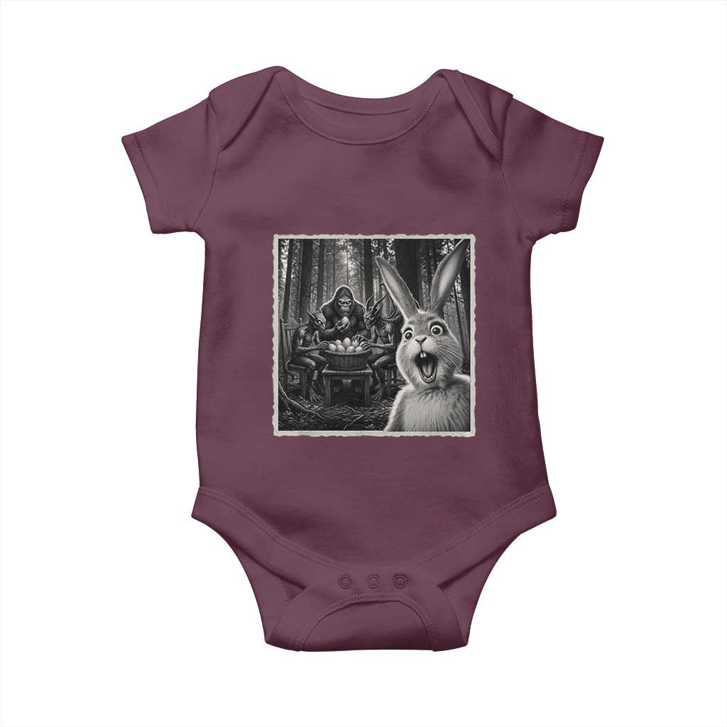 Funny Easter Bunny Selfie Baby Onesie Bigfoot Jersey Devil Chupacabra Egg Hunt TS12 Maroon Print Your Wear
