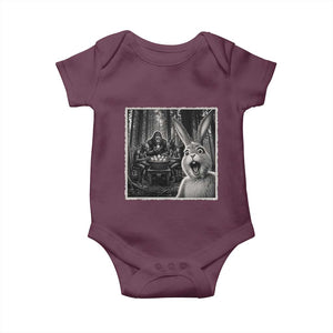 Funny Easter Bunny Selfie Baby Onesie Bigfoot Jersey Devil Chupacabra Egg Hunt TS12 Maroon Print Your Wear
