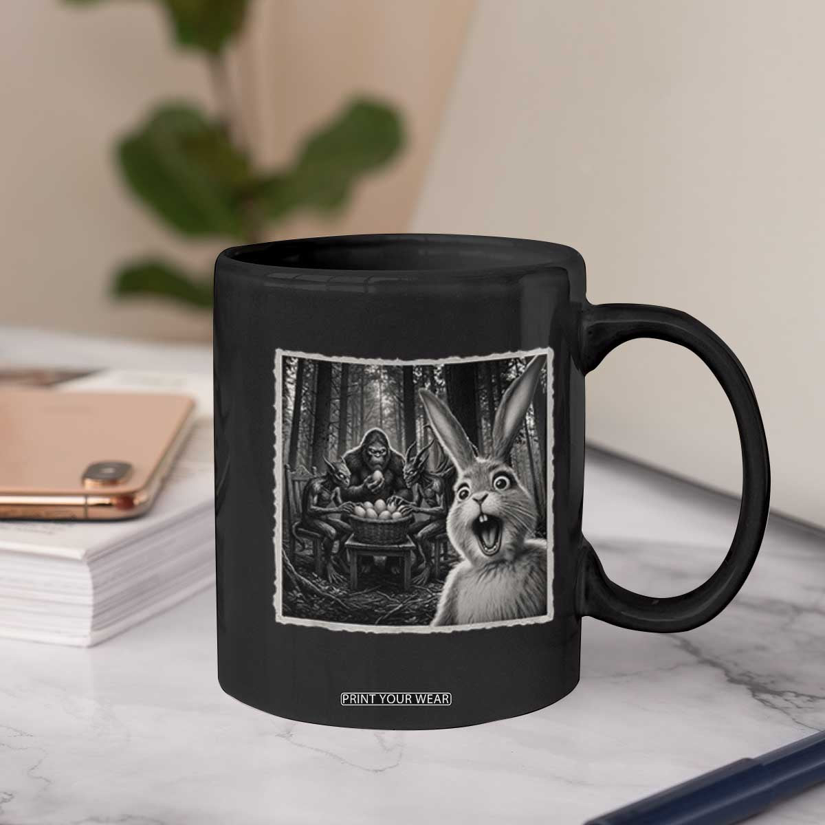 Funny Easter Bunny Selfie Coffee Mug Bigfoot Jersey Devil Chupacabra Egg Hunt TS12 Print Your Wear