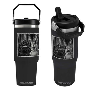 Funny Easter Bunny Selfie Flip Straw Tumbler Bigfoot Jersey Devil Chupacabra Egg Hunt TS12 One Size: 30 oz Black Print Your Wear