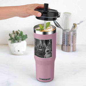 Funny Easter Bunny Selfie Flip Straw Tumbler Bigfoot Jersey Devil Chupacabra Egg Hunt TS12 One Size: 30 oz Light Pink Print Your Wear