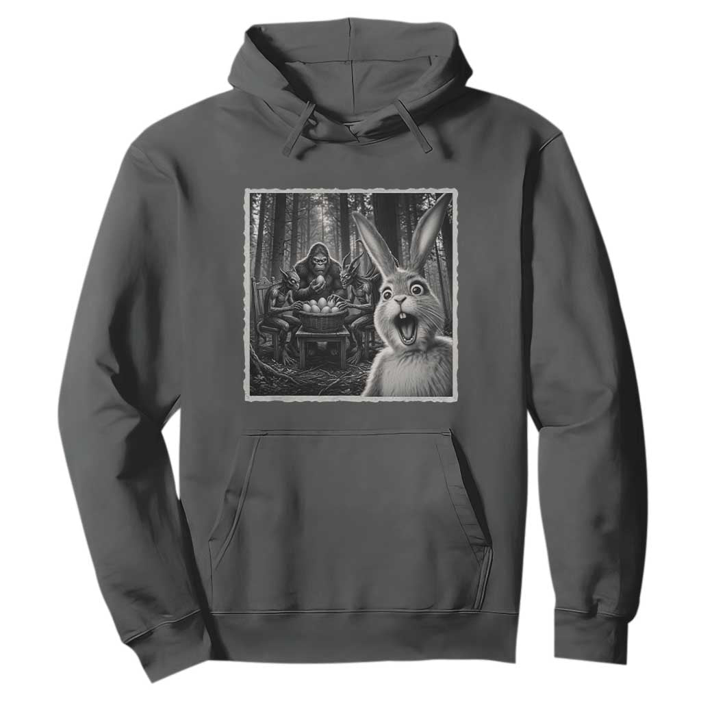 Funny Easter Bunny Selfie Hoodie Bigfoot Jersey Devil Chupacabra Egg Hunt TS12 Dark Heather Print Your Wear