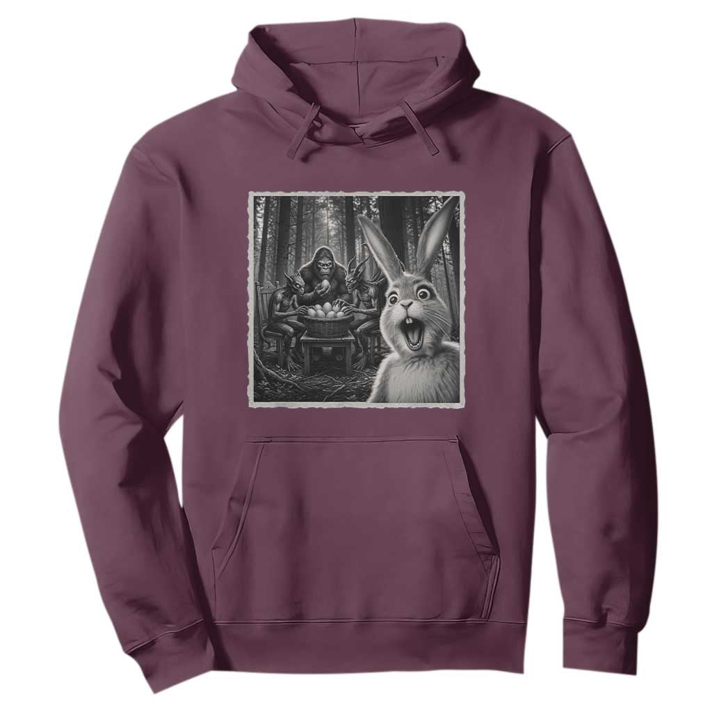 Funny Easter Bunny Selfie Hoodie Bigfoot Jersey Devil Chupacabra Egg Hunt TS12 Maroon Print Your Wear