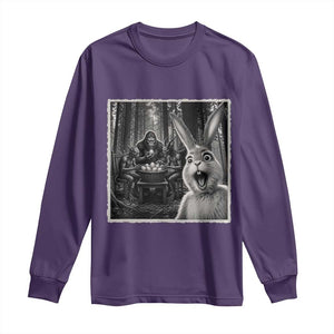 Funny Easter Bunny Selfie Long Sleeve Shirt Bigfoot Jersey Devil Chupacabra Egg Hunt TS12 Purple Print Your Wear