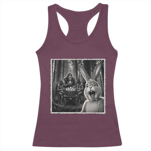 Funny Easter Bunny Selfie Racerback Tank Top Bigfoot Jersey Devil Chupacabra Egg Hunt TS12 Maroon Print Your Wear