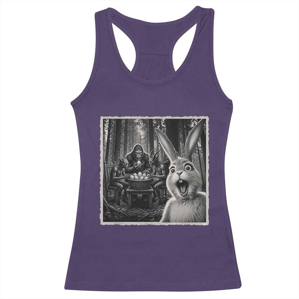 Funny Easter Bunny Selfie Racerback Tank Top Bigfoot Jersey Devil Chupacabra Egg Hunt TS12 Purple Print Your Wear