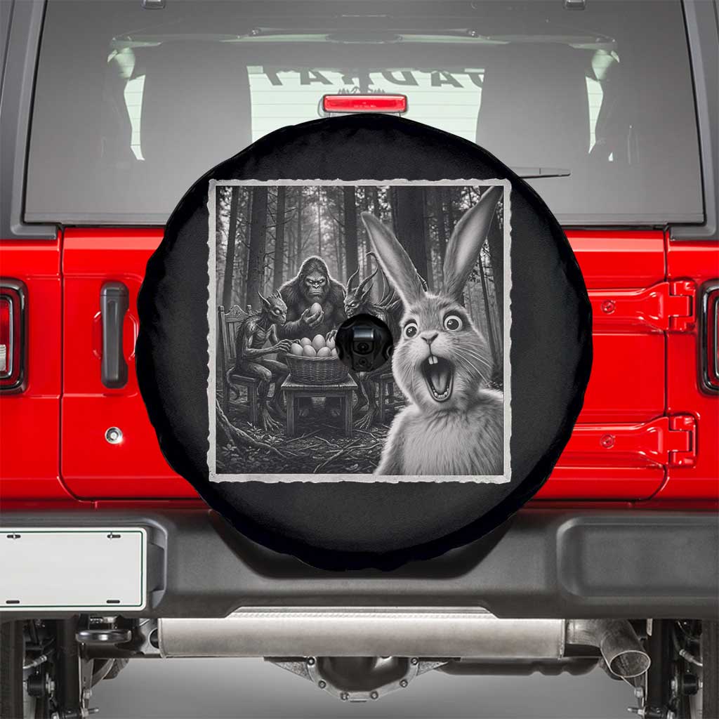 Funny Easter Bunny Selfie Spare Tire Cover Bigfoot Jersey Devil Chupacabra Egg Hunt TS12 Black Print Your Wear