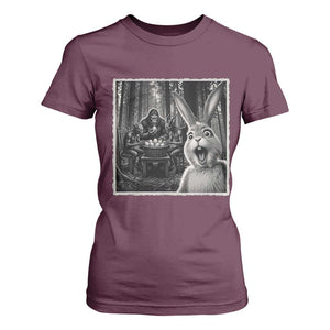 Funny Easter Bunny Selfie T Shirt For Women Bigfoot Jersey Devil Chupacabra Egg Hunt TS12 Maroon Print Your Wear