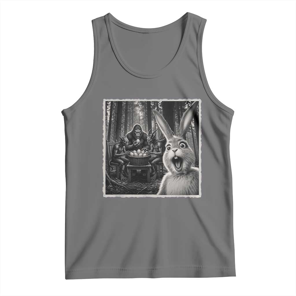 Funny Easter Bunny Selfie Tank Top Bigfoot Jersey Devil Chupacabra Egg Hunt TS12 Black Heather Print Your Wear
