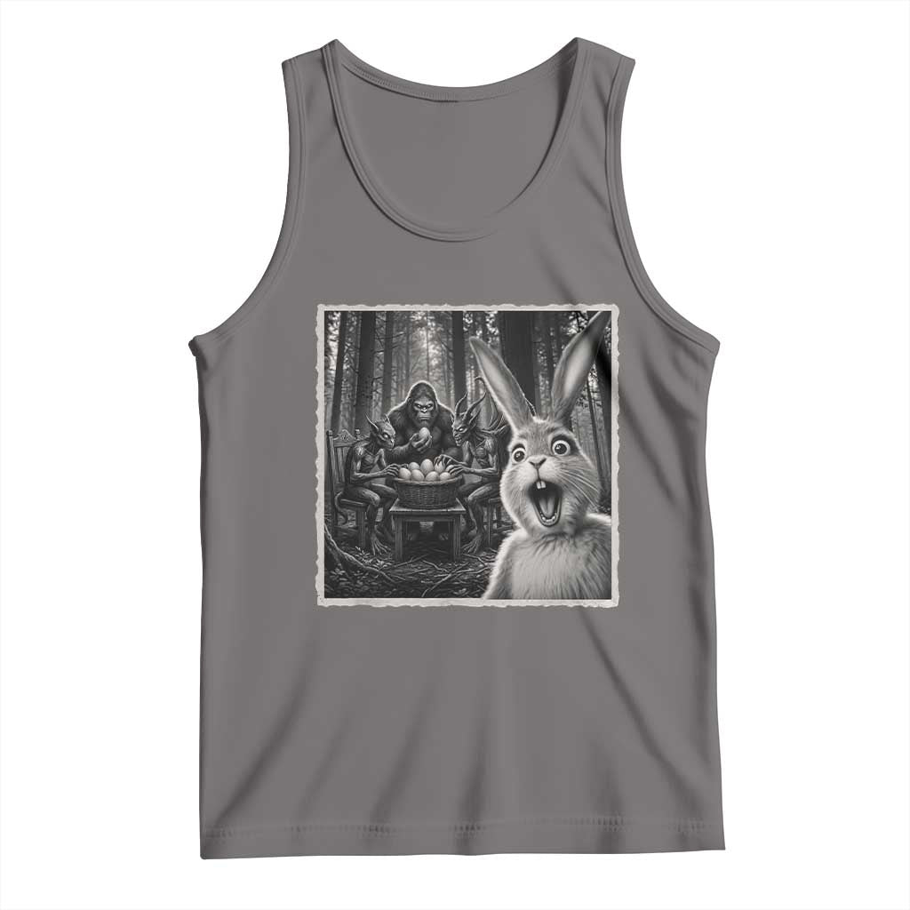 Funny Easter Bunny Selfie Tank Top Bigfoot Jersey Devil Chupacabra Egg Hunt TS12 Deep Heather Print Your Wear
