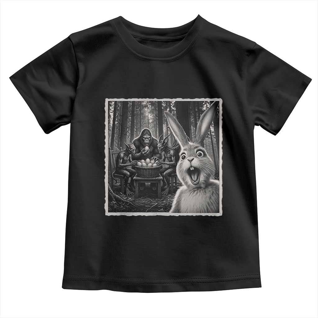 Funny Easter Bunny Selfie Toddler T Shirt Bigfoot Jersey Devil Chupacabra Egg Hunt TS12 Black Print Your Wear
