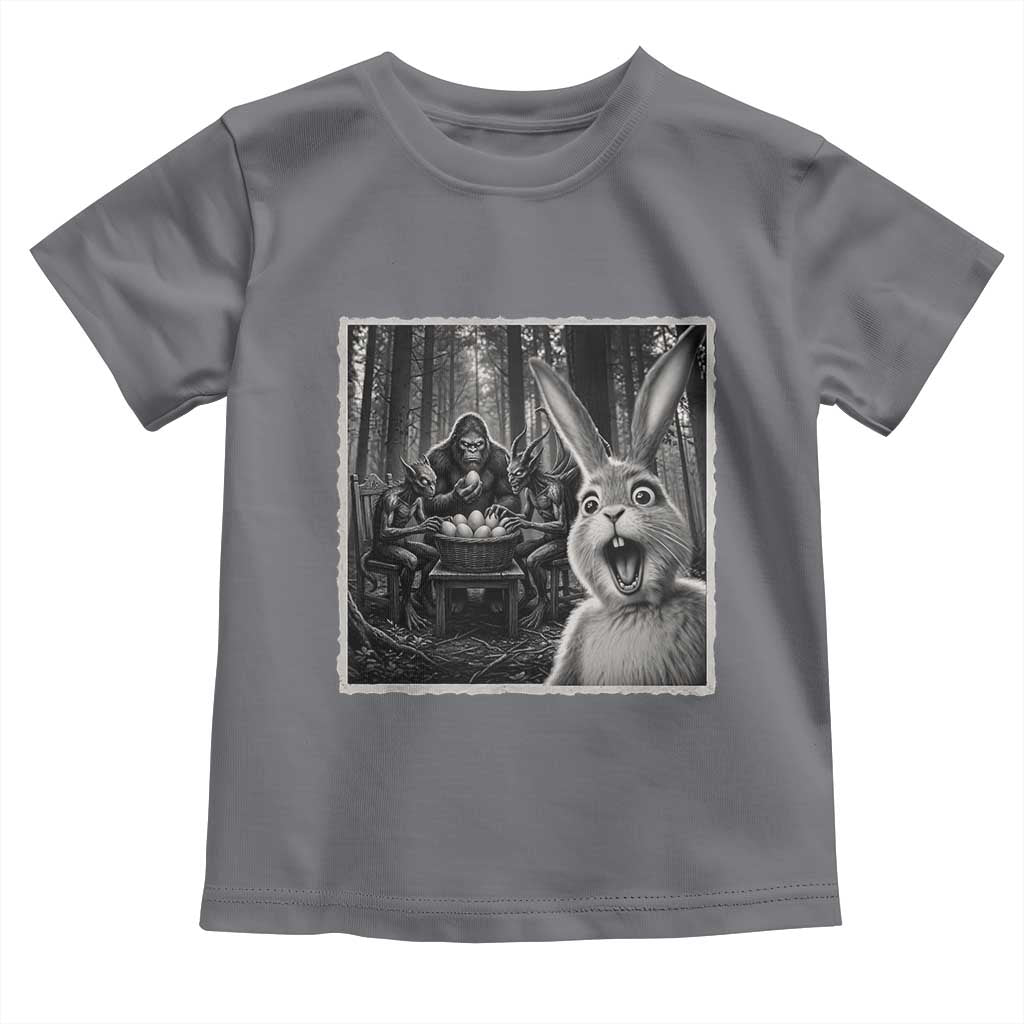 Funny Easter Bunny Selfie Toddler T Shirt Bigfoot Jersey Devil Chupacabra Egg Hunt TS12 Charcoal Print Your Wear