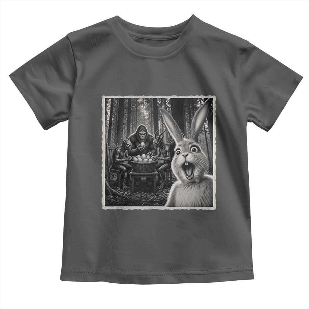 Funny Easter Bunny Selfie Toddler T Shirt Bigfoot Jersey Devil Chupacabra Egg Hunt TS12 Dark Heather Print Your Wear