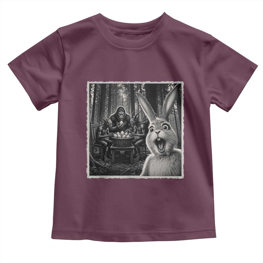 Funny Easter Bunny Selfie Toddler T Shirt Bigfoot Jersey Devil Chupacabra Egg Hunt TS12 Maroon Print Your Wear