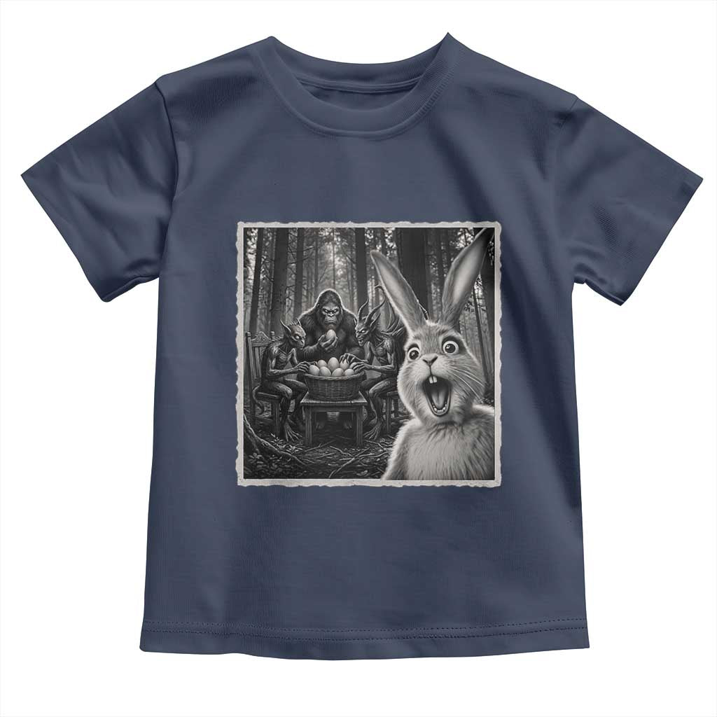 Funny Easter Bunny Selfie Toddler T Shirt Bigfoot Jersey Devil Chupacabra Egg Hunt TS12 Navy Print Your Wear