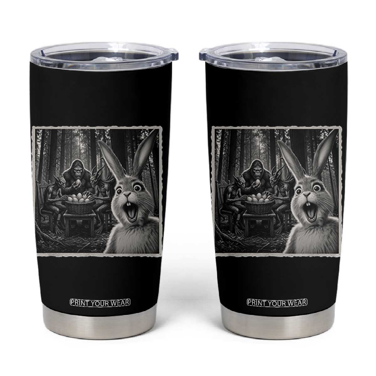 Funny Easter Bunny Selfie Tumbler Cup Bigfoot Jersey Devil Chupacabra Egg Hunt TS12 Black Print Your Wear