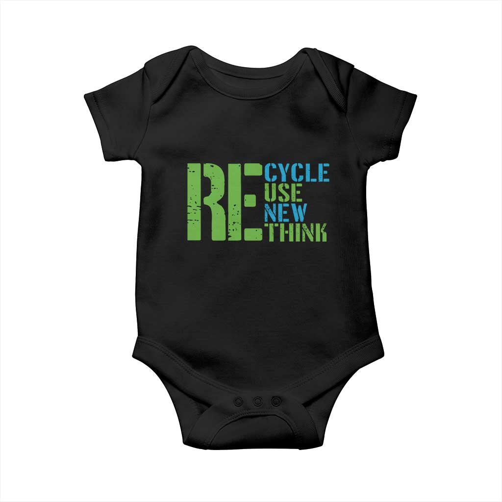 Recycle Reuse Renew Rethink Baby Onesie Earth Day TS12 Black Print Your Wear