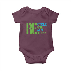 Recycle Reuse Renew Rethink Baby Onesie Earth Day TS12 Maroon Print Your Wear