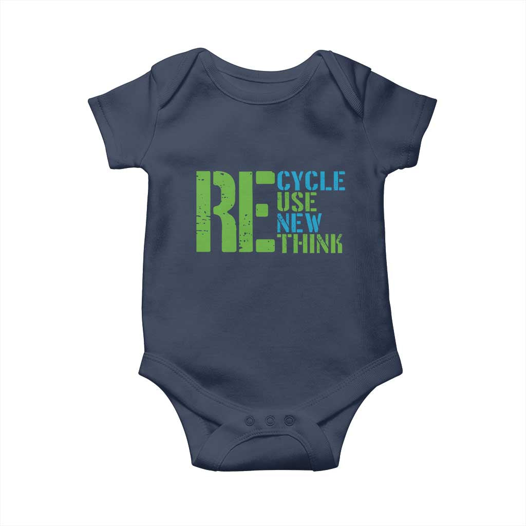 Recycle Reuse Renew Rethink Baby Onesie Earth Day TS12 Navy Print Your Wear
