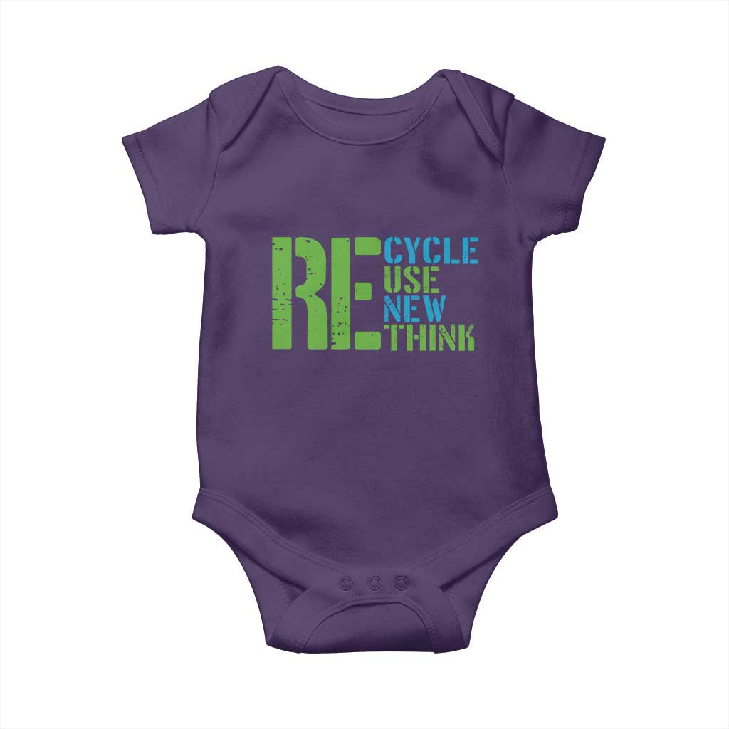 Recycle Reuse Renew Rethink Baby Onesie Earth Day TS12 Purple Print Your Wear