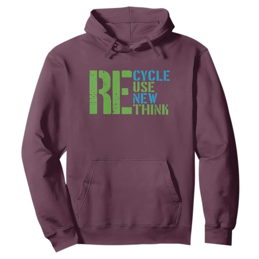 Recycle Reuse Renew Rethink Hoodie Earth Day TS12 Maroon Print Your Wear