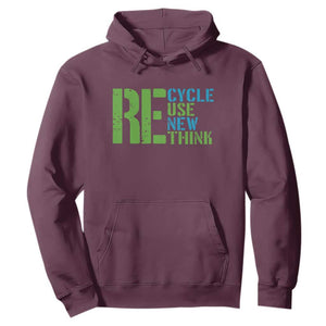 Recycle Reuse Renew Rethink Hoodie Earth Day TS12 Maroon Print Your Wear