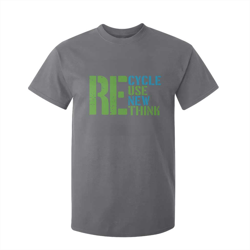 Recycle Reuse Renew Rethink T Shirt For Kid Earth Day TS12 Charcoal Print Your Wear