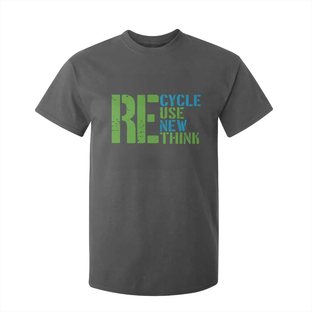 Recycle Reuse Renew Rethink T Shirt For Kid Earth Day TS12 Dark Heather Print Your Wear