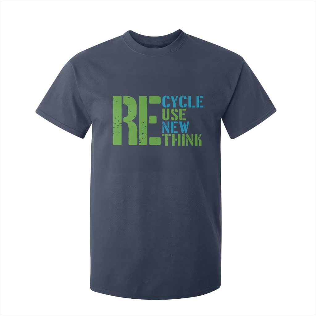 Recycle Reuse Renew Rethink T Shirt For Kid Earth Day TS12 Navy Print Your Wear