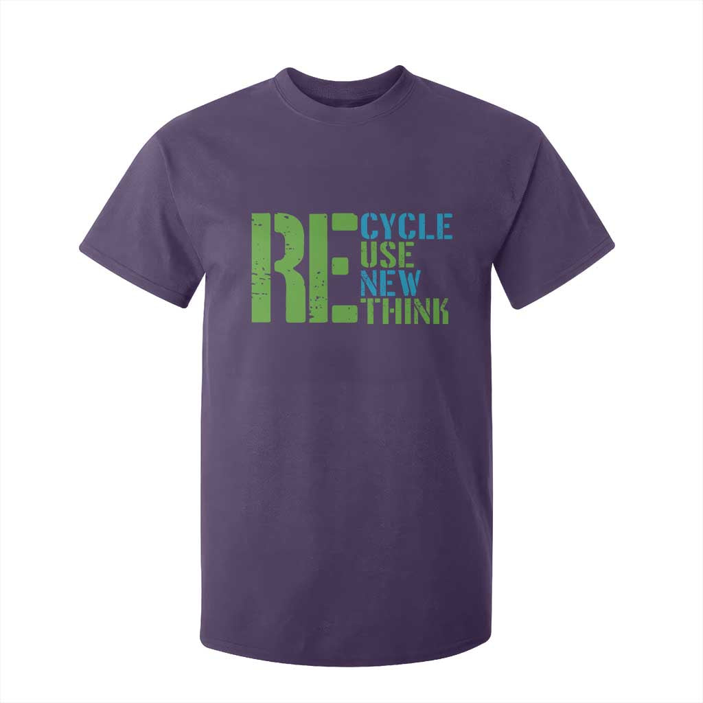 Recycle Reuse Renew Rethink T Shirt For Kid Earth Day TS12 Purple Print Your Wear