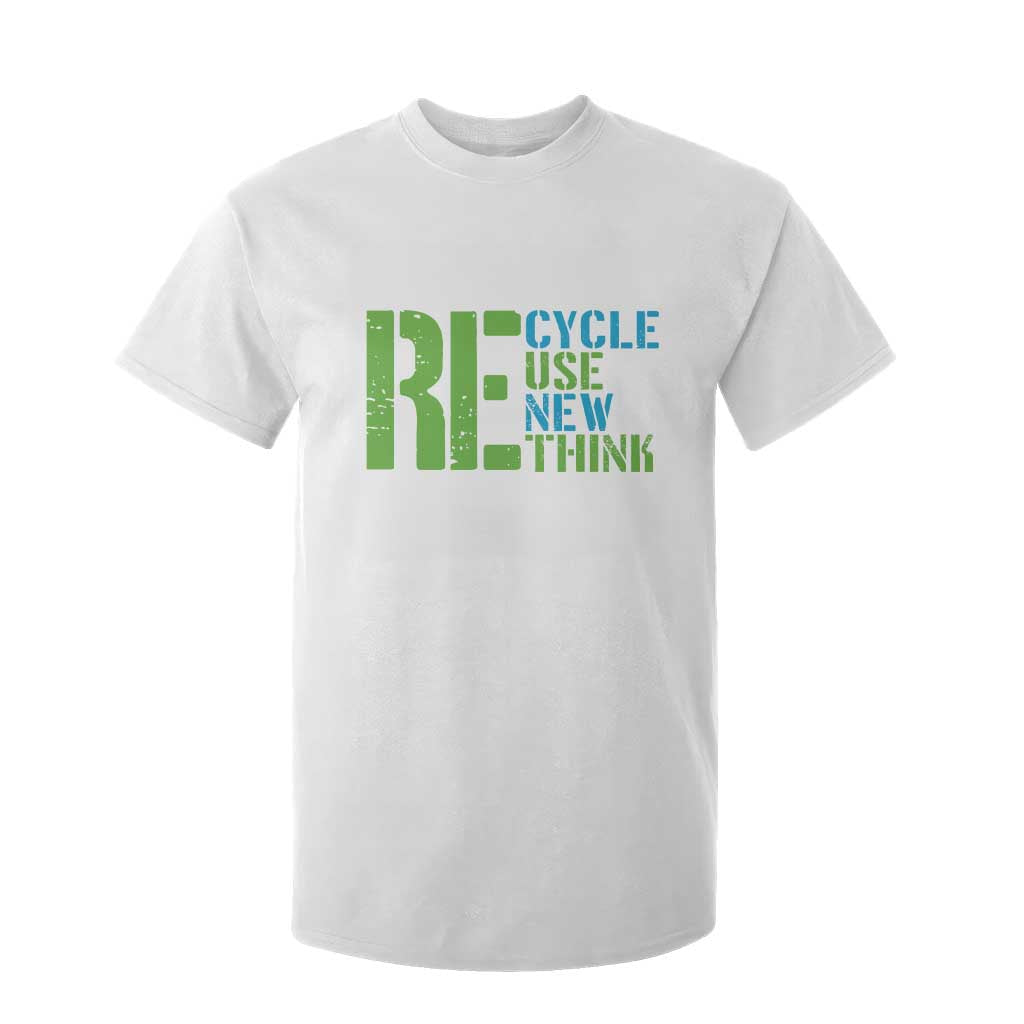 Recycle Reuse Renew Rethink T Shirt For Kid Earth Day TS12 White Print Your Wear