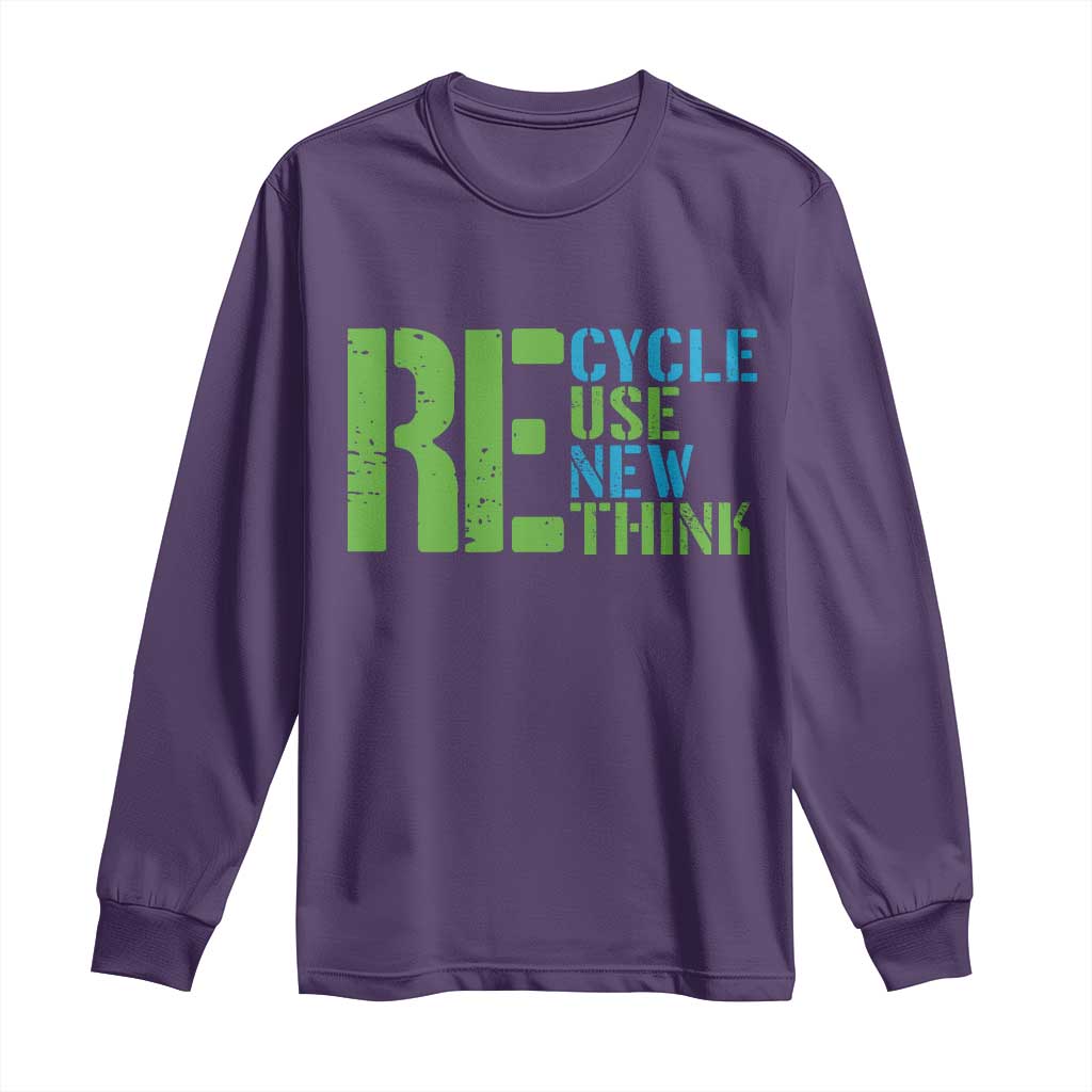 Recycle Reuse Renew Rethink Long Sleeve Shirt Earth Day TS12 Purple Print Your Wear