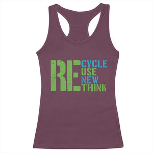 Recycle Reuse Renew Rethink Racerback Tank Top Earth Day TS12 Maroon Print Your Wear