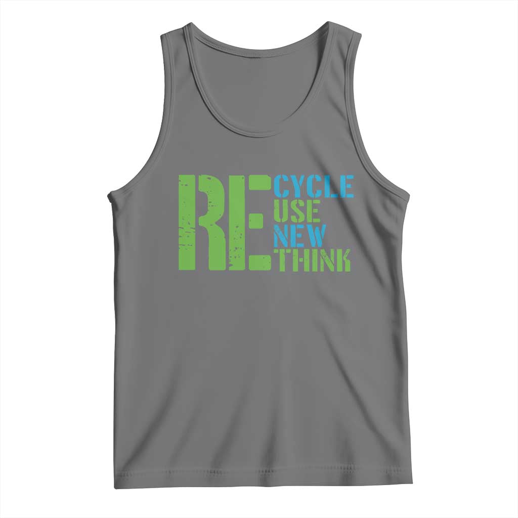 Recycle Reuse Renew Rethink Tank Top Earth Day TS12 Black Heather Print Your Wear