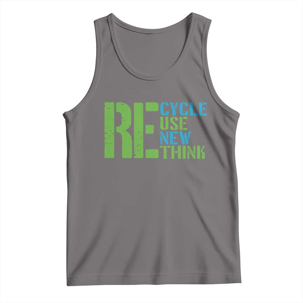 Recycle Reuse Renew Rethink Tank Top Earth Day TS12 Deep Heather Print Your Wear