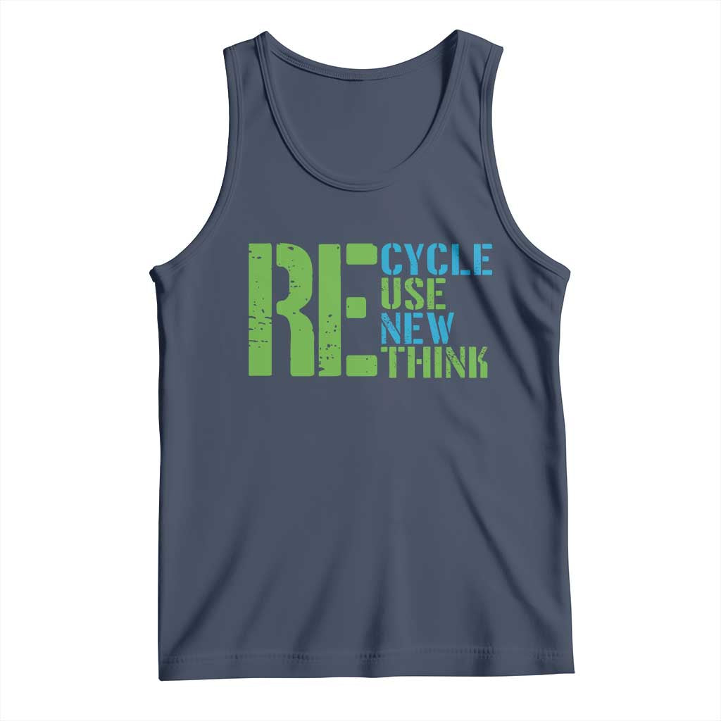 Recycle Reuse Renew Rethink Tank Top Earth Day TS12 Navy Print Your Wear